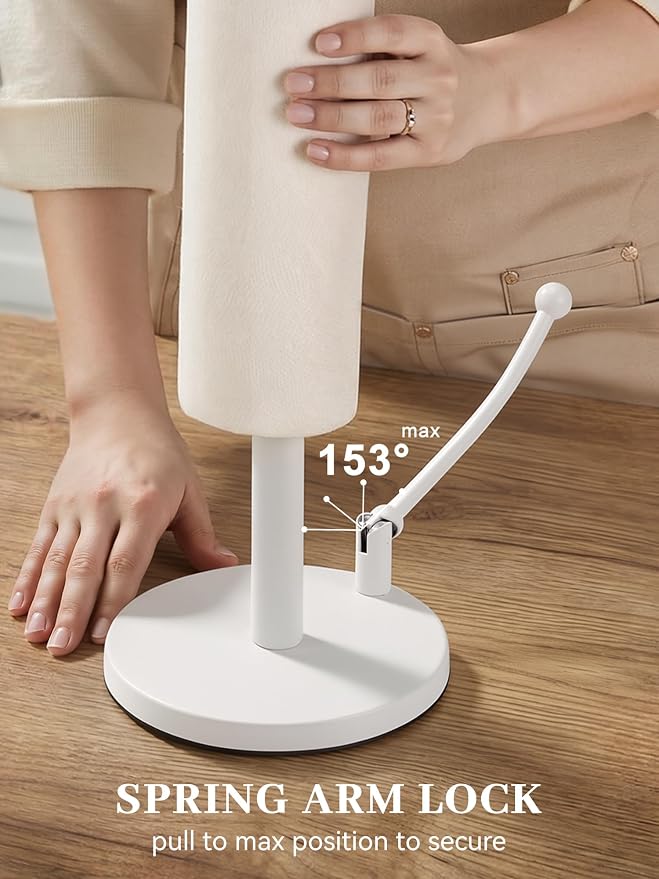 SMARTAKE Paper Towel Holder, Paper Towel Dispenser Standing Weighted Base Non - Image 8
