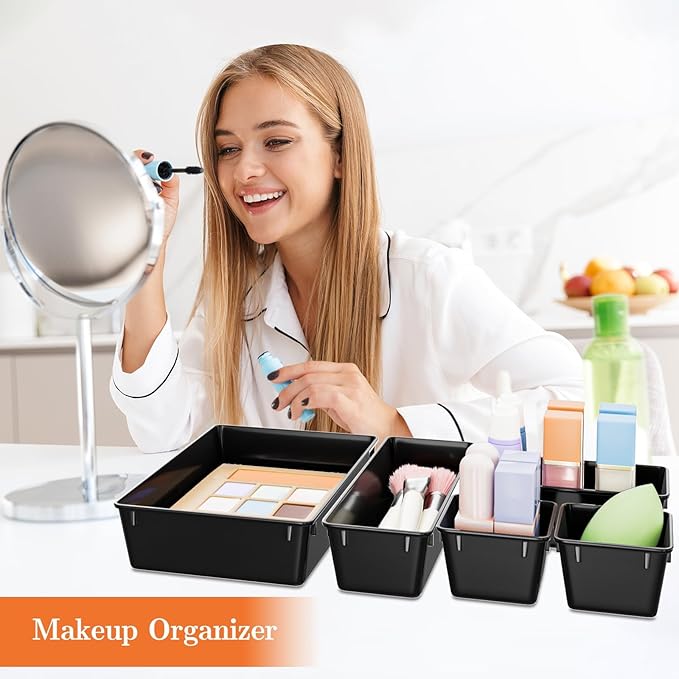 SpaceHacks 25 PCS Plastic Drawer Organizer Set, 4-Size Versatile Organizer - Image 5