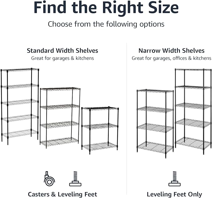 Amazon Basics 4-Shelf Adjustable Heavy Duty Steel Wire Rack Storage Shelving - Image 6