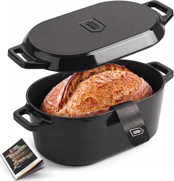 Kook Dutch Oven, For Sourdough Baking, Dual Handles, Enameled Cast Iron by Kook