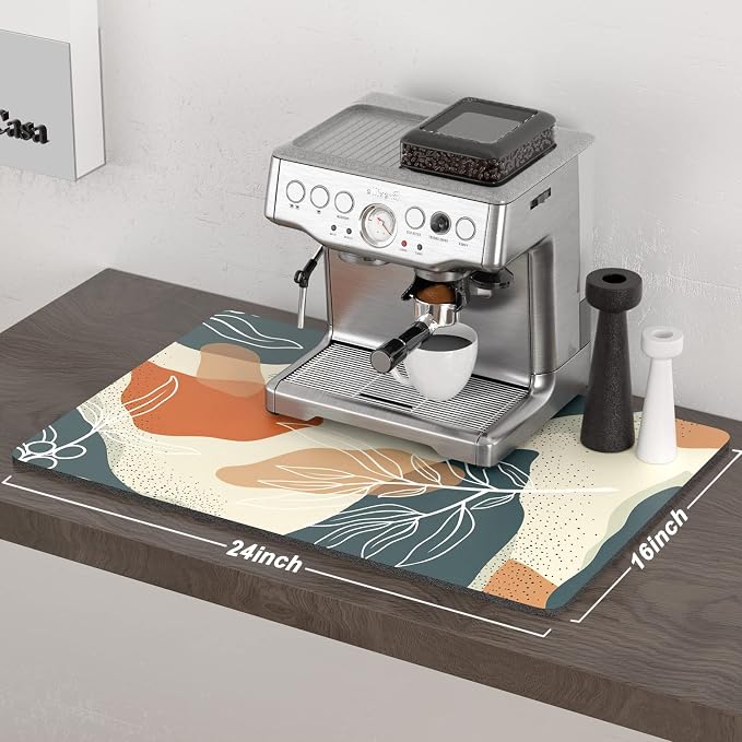 Rnivvi Coffee Mat, Hide Stain Rubber Backed Absorbent Dish Drying Pad - Image 2