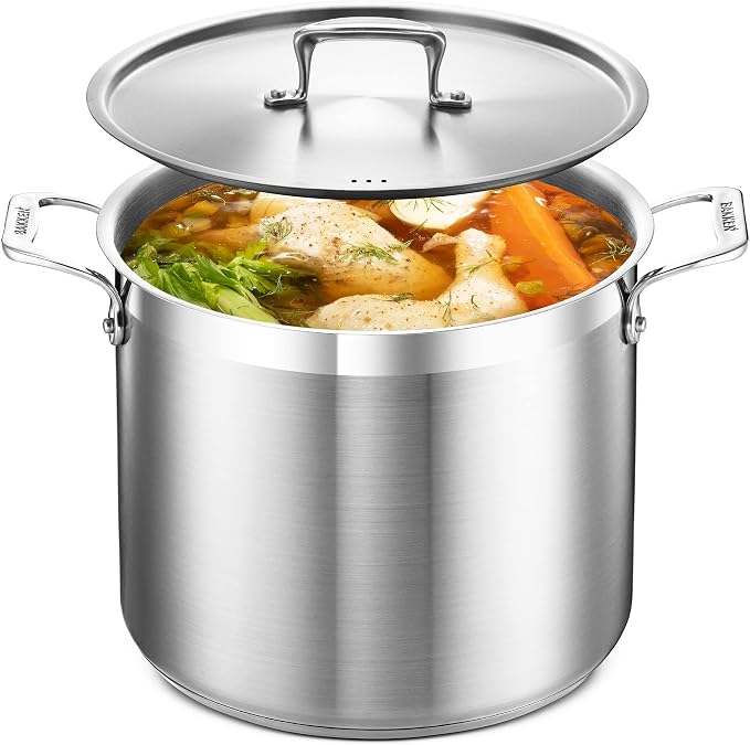 Stainless Steel Stockpot with Lid 12 Quart, Durable 18/8 Stainless Steel by Unknown