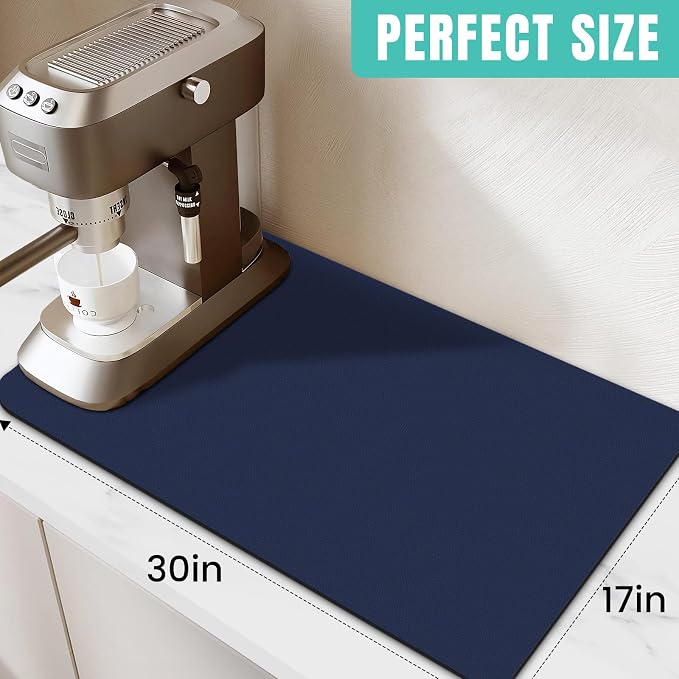 WISELIFE Coffee Mat Super Absorbent Dish Drying Mat Coffee Bar Accessories - Image 2