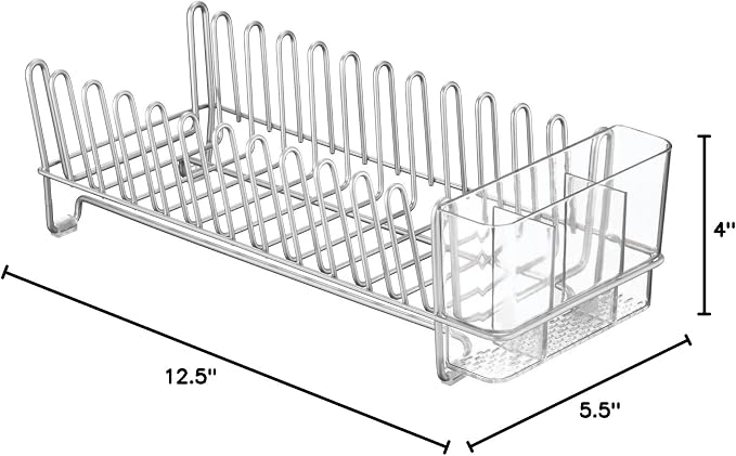 mDesign Kitchen Sink Dish Drainer – Small Metal and Plastic Dish Rack - Image 9