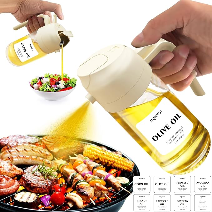 2 in 1 Glass Oil Sprayer & Dispenser, 16oz/470ml Olive Cooking, Air Fryer - Image 9