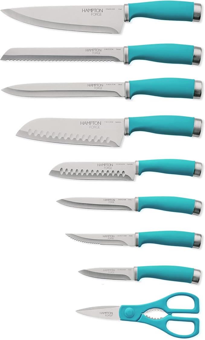 Hampton Forge Epicure True Aqua Knife Block Set, 15 Piece - Image 2