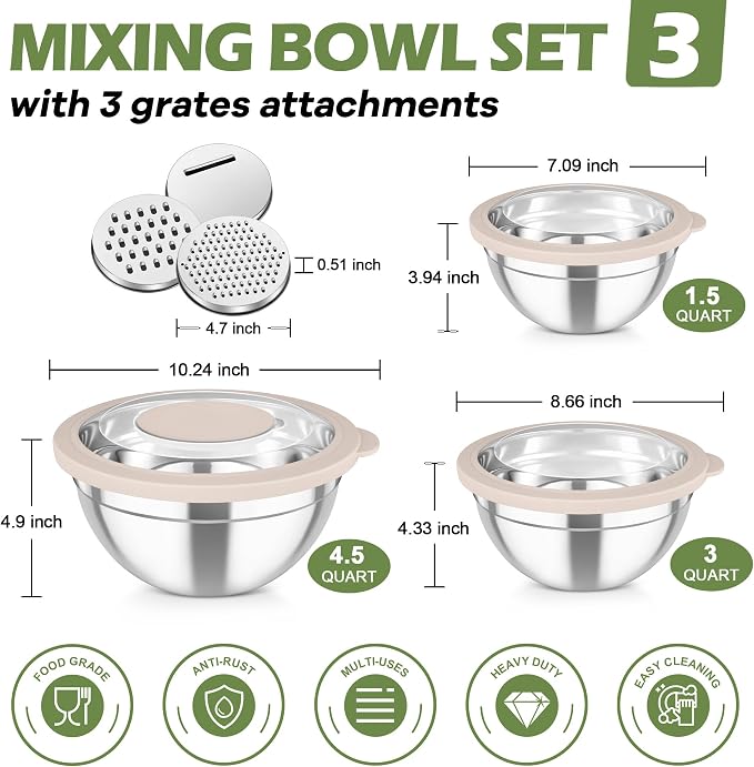 TeamFar Mixing Bowls, For Kitchen Mixing/Baking/Storing/Prepping, Visible & - Image 2
