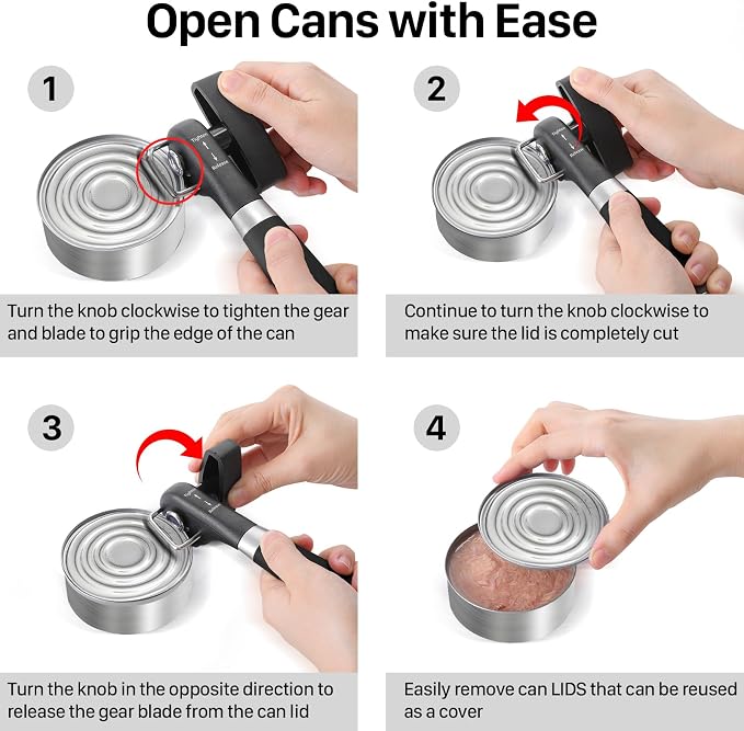 Beneno Can Opener, Manual Side Safe Cut Can Opener Smooth Edge - Image 7