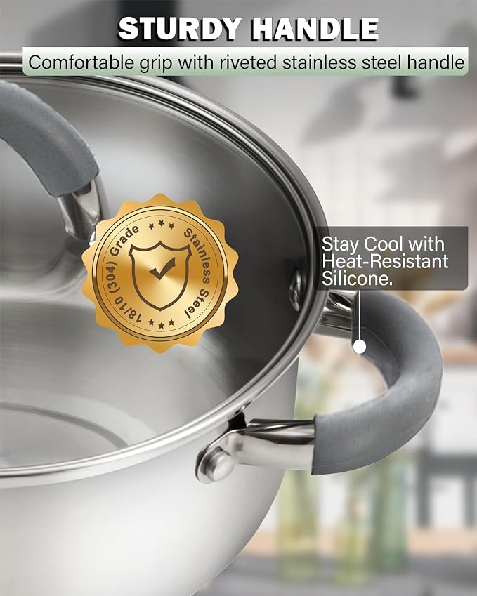 Cook N Home 3-Quart Stainless Steel Pot, Small Stock Pot - Image 6