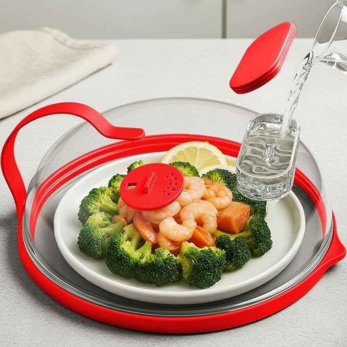 Microwave Splatter Cover with Water Steamer by NUTIKAS