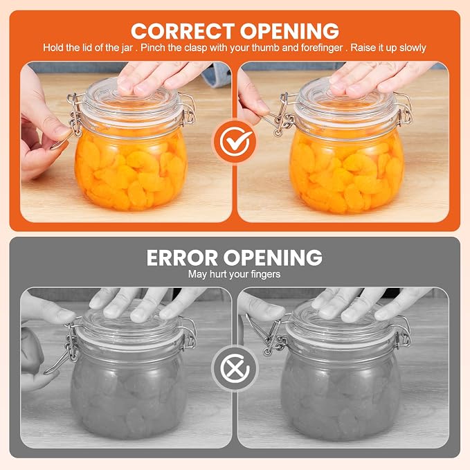 Hovico 17 oz Glass Jars with Airtight Lids And Leak Proof Rubber Gasket - Image 3
