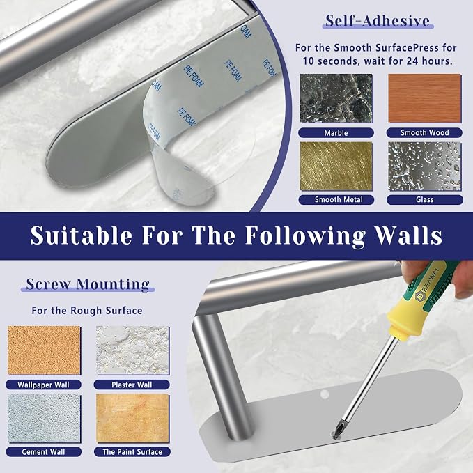 Paper Towel Holder, Self Adhesive or Drilling Paper Towel Holder Under Cabinet - Image 5