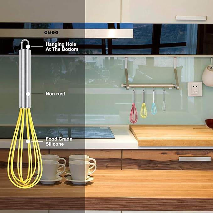 HOTEC 4 Pieces Silicone Whisks Set, Wire Balloon Whisks - Image 6