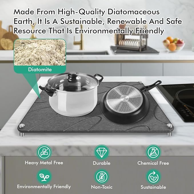 Stone Drying Mat For Kitchen Counter Superb Absorbent Diatomaceous Earth Mats - Image 2