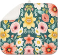 Large Blue Floral Spring Dish Drying Mat by Scritism