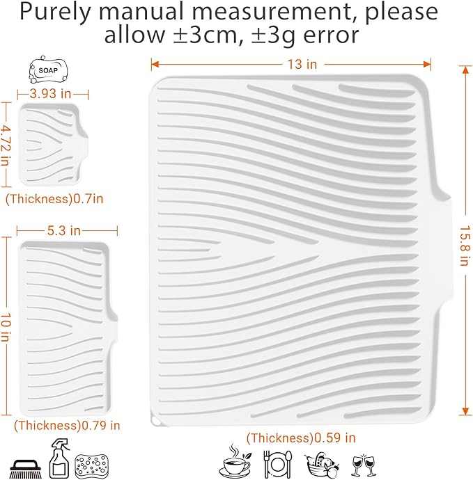 Silicone Dish Drying Mat for Kitchen Counter, Dish Drying Pad, Non-Slip Drain - Image 2