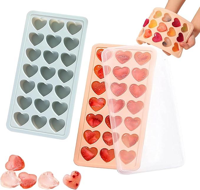2 Pack Heart-Shaped Ice Cube Trays by Ciyliwiyi