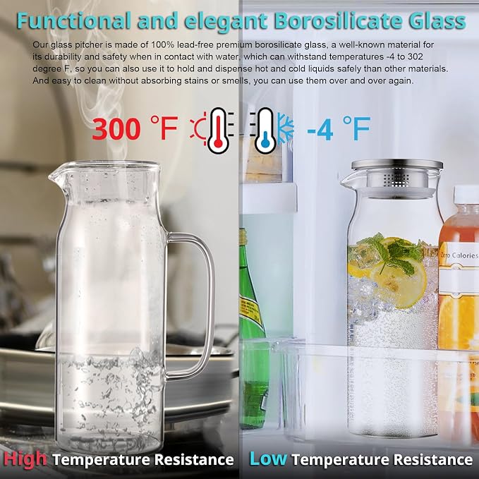 Bivvclaz 2 Pack 1.6 Liter 54 oz Glass Pitcher - Image 5