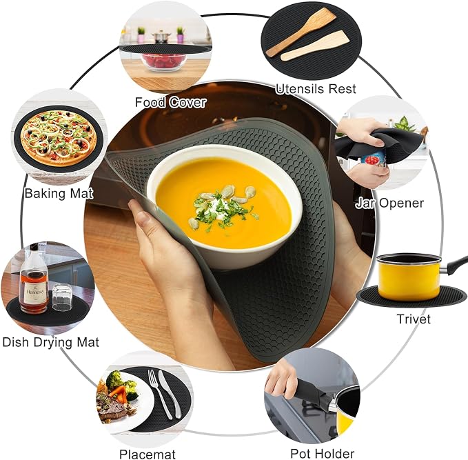4 in 1, WENWELL 2 Microwave Splatter Cover & 2 Mat, Cooking Splash Guard - Image 9