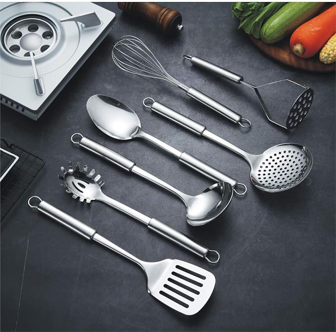 Berglander Cooking Utensil Set 8 Piece, Stainless Steel Kitchen Tool Set - Image 3