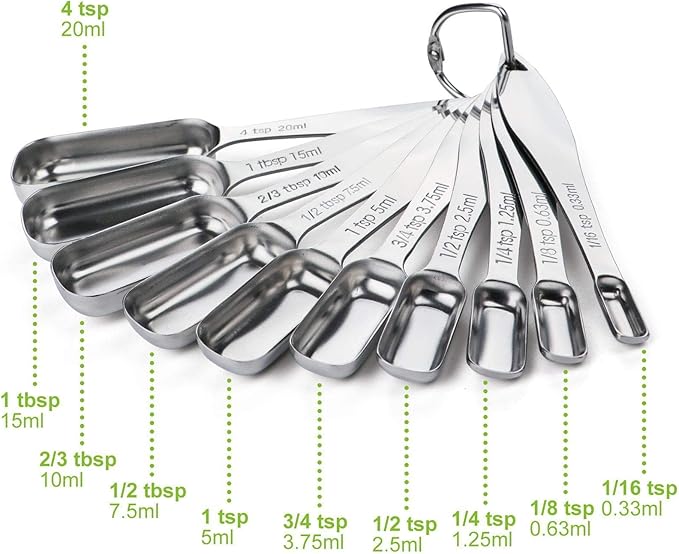 FANGSUN Narrow Measuring Spoons Set of 10, Heavy-Duty Stainless Steel Measuring - Image 5