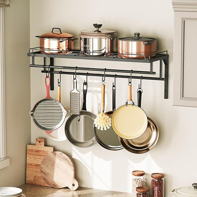 CHOEZON Hanging Pot Rack, Wall-Mounted Pot Rack, Kitchen Cookware Organizer by Choezon