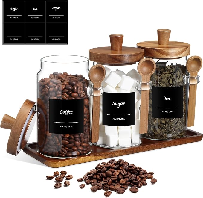 Suclain 3 Pcs Glass Coffee Container by Suclain
