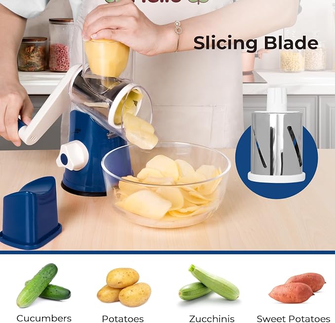 X Home Rotary Cheese Grater for Kitchen, Shredder - Image 2