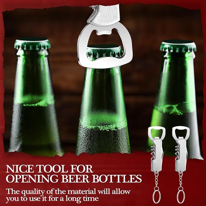 Ziliny 48 Pcs Bottle Opener Keychain Bulk Wine Bottle Beer Opener Keychain - Image 4