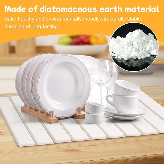 Oxydrily Stone Drying Mat for Kitchen Counter, Large Stone Dish Drying Mat - Image 4
