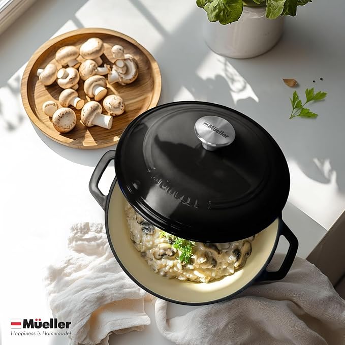 MUELLER HOME 4.5 QT Enameled Cast Iron Dutch Oven, Heavy-Duty Casserole Dish - Image 7