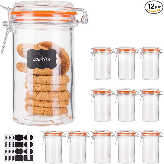 Glass Jars With Airtight Lids, 16 oz Glass Jars With Leak Proof Rubber Gasket by Encheng