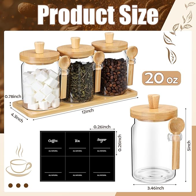 Suclain 3 Pcs Glass Coffee Container - Image 2