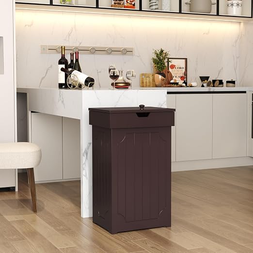 Function Home Trash Can Cabinet, 13 Gallon Kitchen Garbage Can, Wood Recycling - Image 2