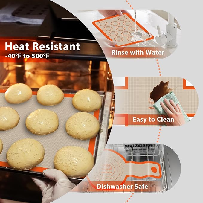 Silicone Baking Mat Set of 4, Nonstick Reusable Silicone Bread Sling & Loaf Pan - Image 3
