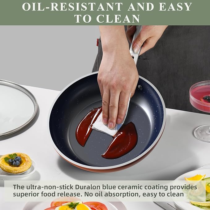 Nuwave Healthy Duralon Blue Ceramic Nonstick Cookware Set, Diamond Infused - Image 7