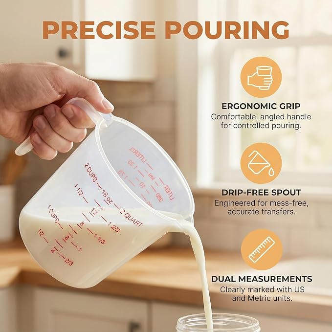 8 Pcs 2 Cup Capacity Plastic Measuring Cup, 16 Oz/500 ml Clear Graduated - Image 3