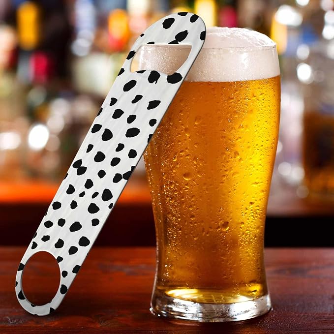 Small Dot Pattern Stainless Steel Bottle Opener Black Polka Circles - Image 5