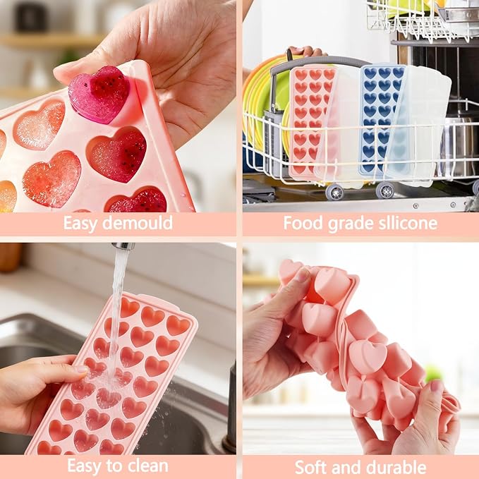 Heart Ice Cube Molds with Lid 2 Pcs Mini Heart Ice Cubes Tray - Image 7
