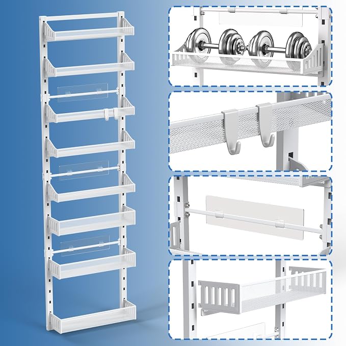coobest 8-Tier Over the door Spice Rack Organizer, Large Heavy Duty Metal Wall - Image 9