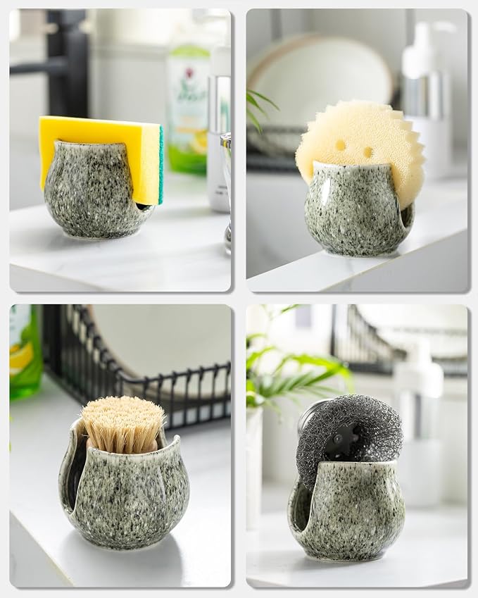 Zoeeker Ceramic Sponge Holder, Kitchen Sponge Holder Sink Caddy Organizer Dish - Image 5
