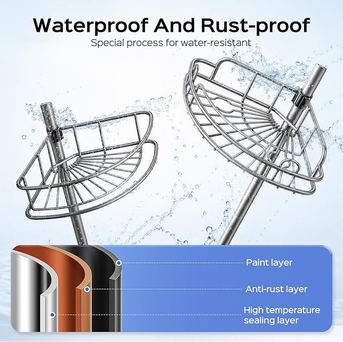 HAMITOR Shower Caddy Tension Pole: 4-Tier Corner Rustproof Bathroom Organizer - Image 2