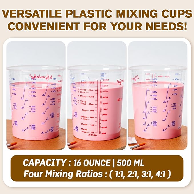 Lilymicky 16 oz Plastic Mixing Cups, 50 Pack 16 oz Disposable Measuring Cups - Image 5