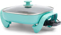 GreenLife 12" 5QT Square Electric Skillet, Glass Vented Lid, Ceramic PFAS-Free by GreenLife