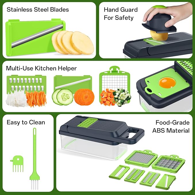 HomeHacks Vegetable Chopper Vegetable Cutter, 12 in 1 Kitchen Gadget, Onion - Image 5