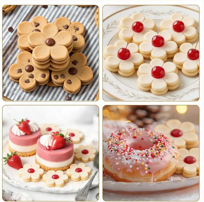 4 Pcs Flower Cookie Cutter Set, Stainless Steel Flower Biscuit Cutters - Image 4
