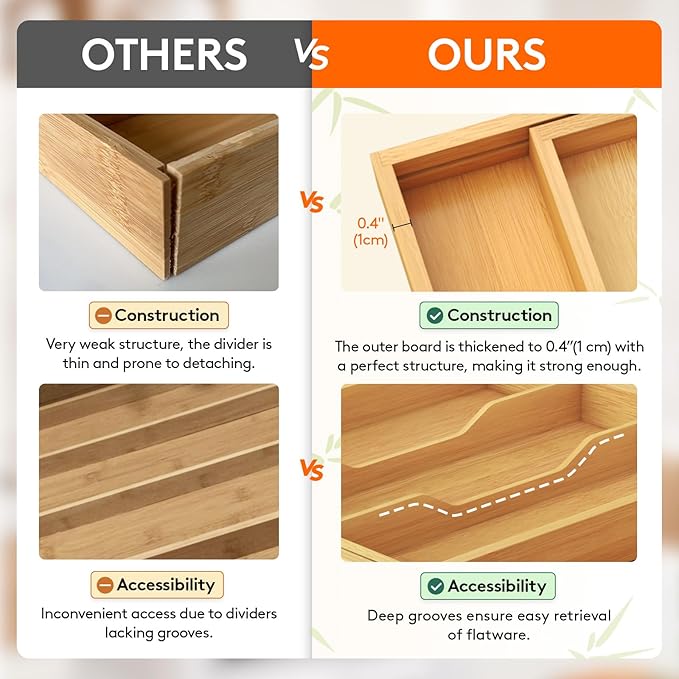 Lifewit Utensil Organizer for Kitchen Drawer, Expandable Cooking Utensil Tray - Image 4