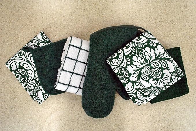 DII Basic Terry Collection 100% Cotton Quilted, Oven Mitt, Dark Green, 2 Piece - Image 7