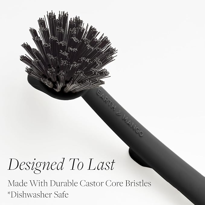 Earth & Mango Magnetic Dish Brush & Scraper, Snaps to Sink, Non-Scratch - Image 5