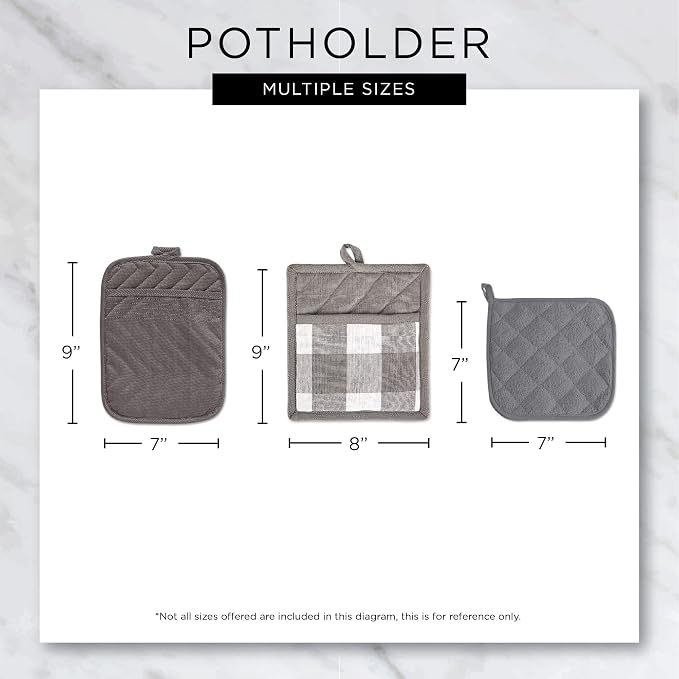 DII 100% Cotton Solid Chambray Kitchen Set, Potholders, 2 Piece - Image 8